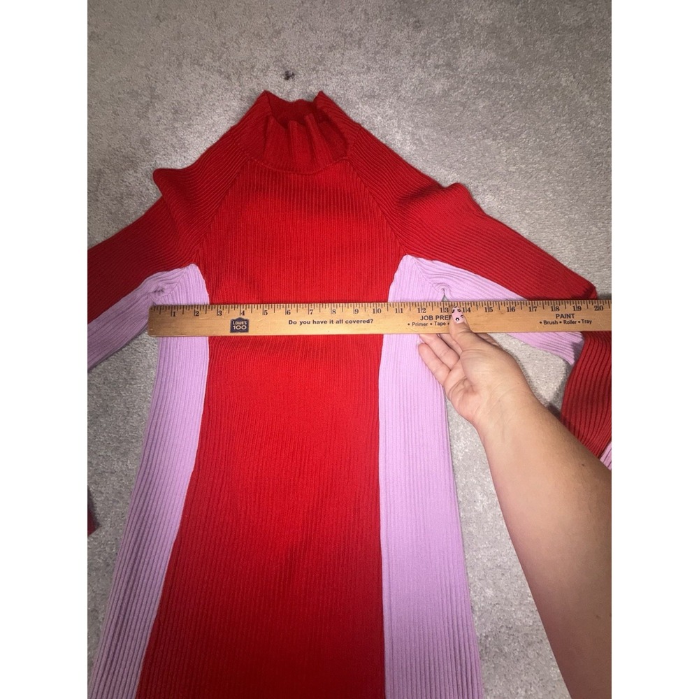 urban outfitters purple red ribbed fitted dress M long sleeve - Picture 9 of 11